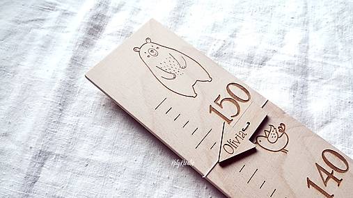 Nábytok - Rastový meter - Lesné zvieratká (šípka s MENOM) - 15625186_