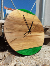 Hodiny - Orechové zelené hodiny - 15625201_