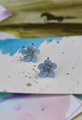 Náušnice - Modro sivé kvety - 15626399_