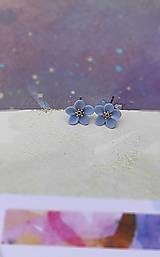 Náušnice - Modro sivé kvety - 15626401_