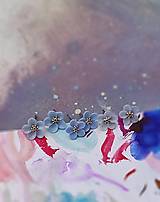 Náušnice - Modro sivé kvety - 15626403_