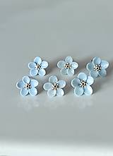 Náušnice - Modro sivé kvety - 15626405_