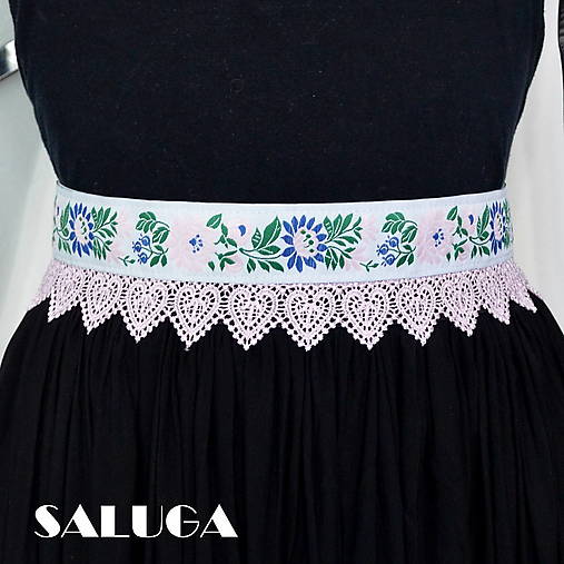 Opasky - Folklórny dámsky opasok - ružový - folk - srdcia - 15627973_