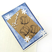 Papiernictvo - Modrá pohľadnica - Pozdrav Maminke (Tri ruže) - 15629435_