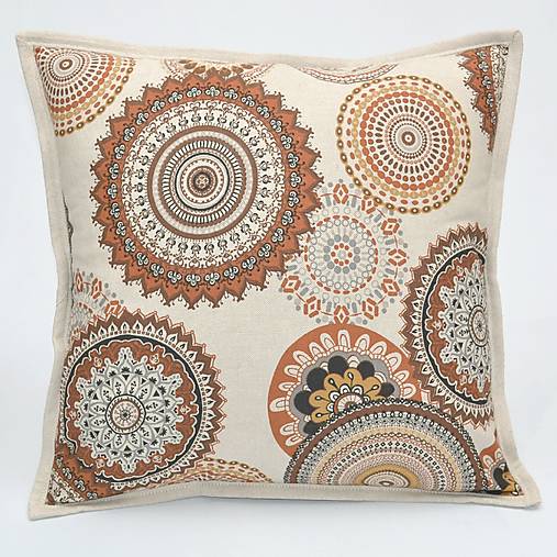 Úžitkový textil - ROMANA -  hnedoškoricová mandala - obliečka na vankúš(2) 40x40 - 15627830_