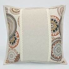 Úžitkový textil - ROMANA - hnedoškoricová mandala - obliečka na vankúš(3) 40x40 - 15627839_