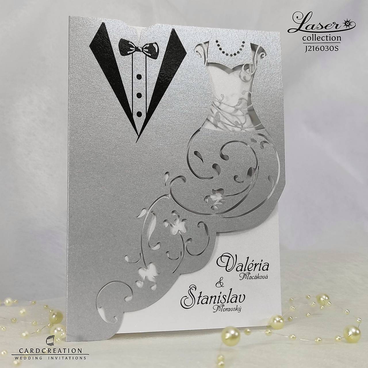 svadobné oznámenie laser 3d tlač strieborný papier J216030S