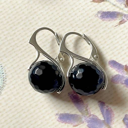 Black Onyx Earrings AG925 / Strieborné náušnice s ónyxom A0047