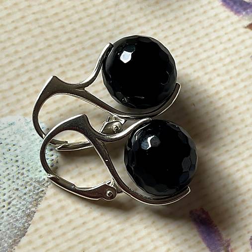 Black Onyx Earrings AG925 / Strieborné náušnice s ónyxom A0047