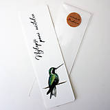 Papiernictvo - Záložka - kolibřík (zelený) pro paní učitelku - 15630841_