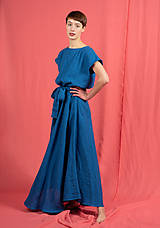 Šaty - Ľanové šaty Paris Maxi Cobalt - 15629561_