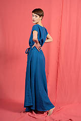 Šaty - Ľanové šaty Paris Maxi Cobalt - 15629563_