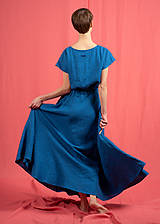 Šaty - Ľanové šaty Paris Maxi Cobalt - 15629564_
