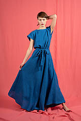 Šaty - Ľanové šaty Paris Maxi Cobalt - 15629566_