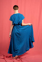 Šaty - Ľanové šaty Paris Maxi Cobalt - 15629567_
