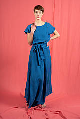 Šaty - Ľanové šaty Paris Maxi Cobalt - 15629568_
