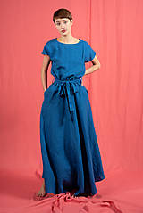Šaty - Ľanové šaty Paris Maxi Cobalt - 15629569_