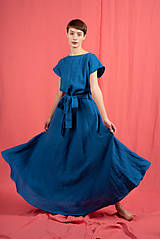 Šaty - Ľanové šaty Paris Maxi Cobalt - 15629892_