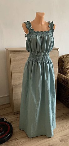Šaty - Šaty-100% ľan-modré - 15631507_