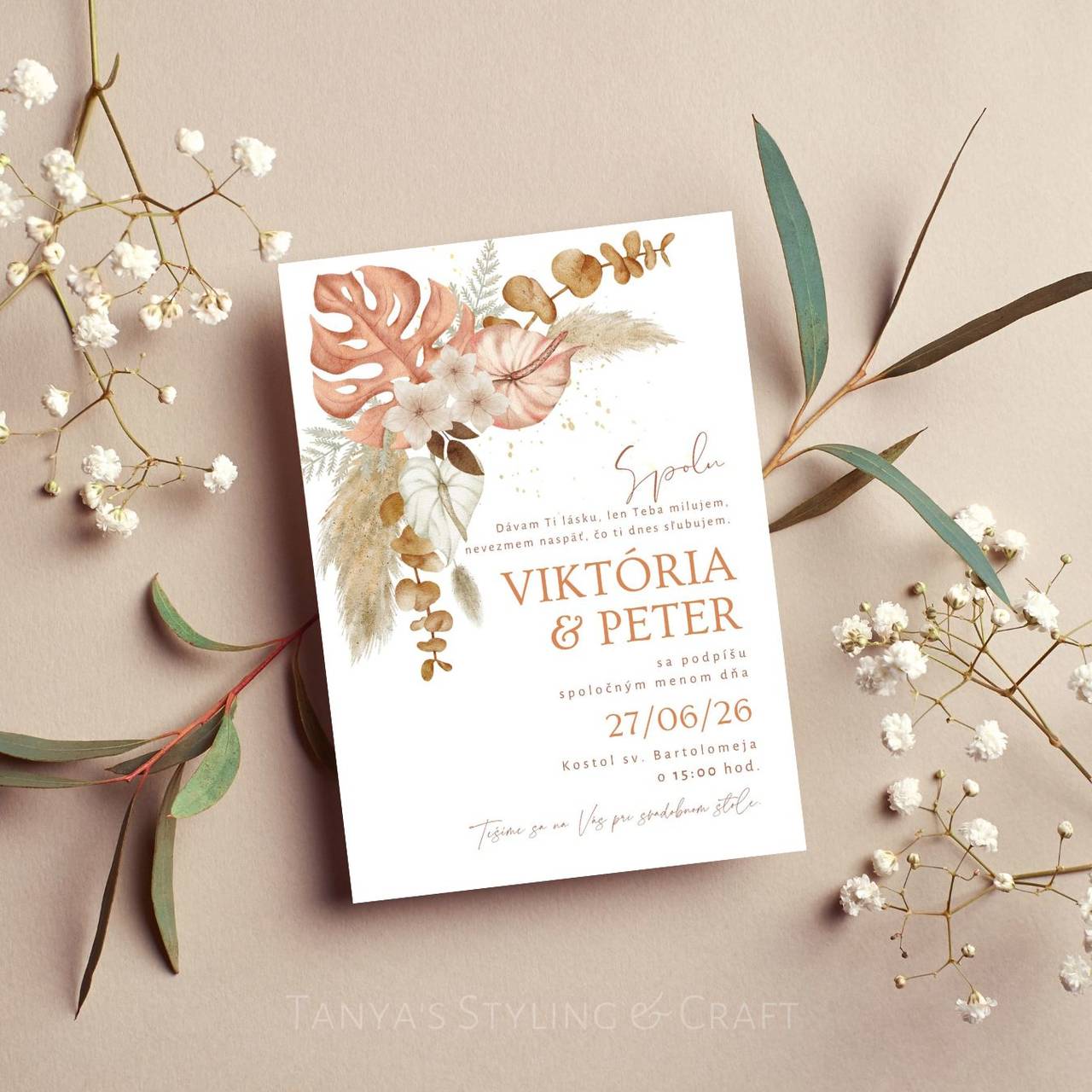 BOHO svadobné oznámenie
