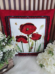 Úžitkový textil - Obliečka na vankúš vlčie maky červená II - 15631692_