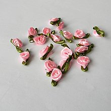 Galantéria - Textilná ružička s lístkami - 1ks - 15629754_