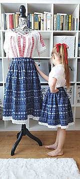 Sukne - Folklórna sukňa - modré Čičmany - 15629823_