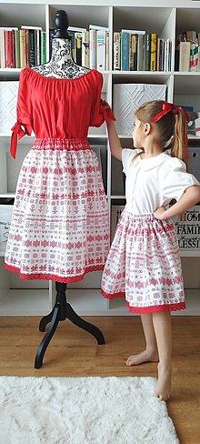 Sukne - Folklórna sukňa - biele Čičmany (uni detská) - 15629906_