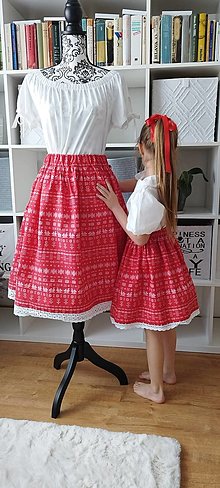 Sukne - Folklórna sukňa - červené Čičmany (uni detská) - 15629910_