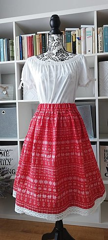 Sukne - Folklórna sukňa - červené Čičmany (uni dospelá) - 15629912_