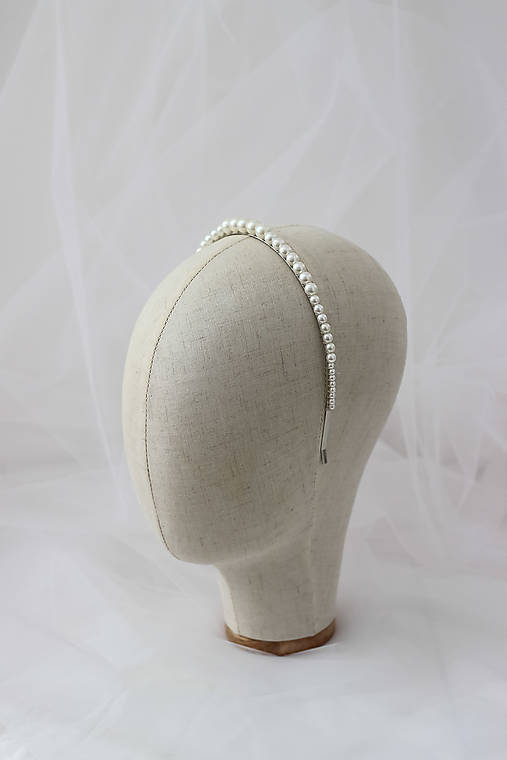 Svadobná perlová čelenka Olívia (Strieborná 01)