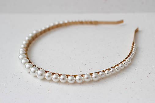 Svadobná perlová čelenka Olívia (Zlatá 01)
