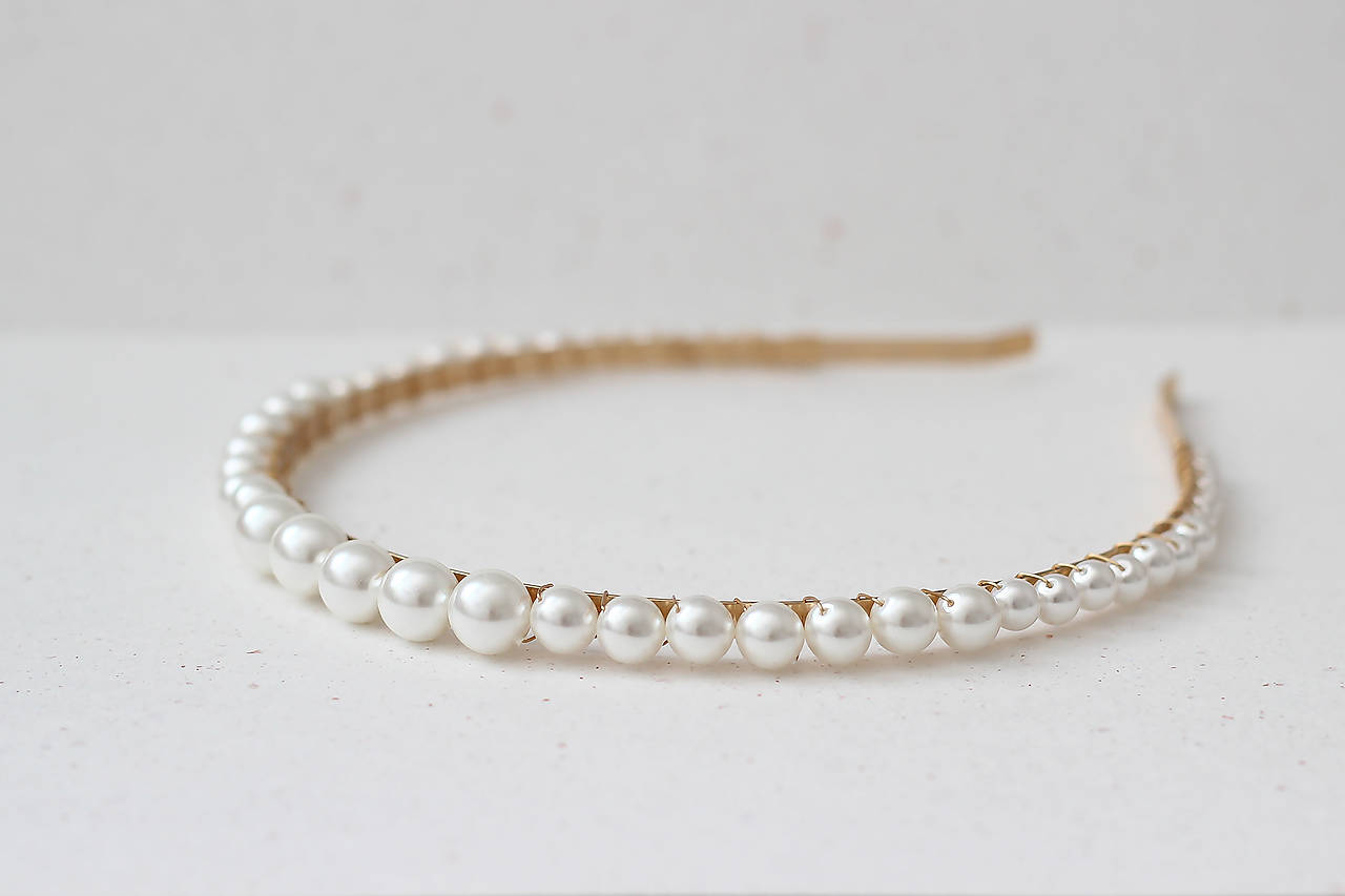 Svadobná perlová čelenka Olívia