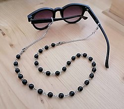 Náhrdelníky - Náhrdelník a retiazka na okuliare v jednom - čierne perly - chirurgická oceľ  - 15633755_