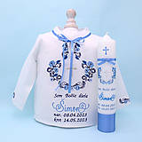 Detské oblečenie - Folklórna košieľka na krst modrá - 15631903_