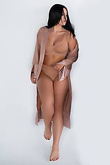 Spodná bielizeň - Župan z organickej bavlny SOFT QUEEN LIGHT BROWN - 15632092_