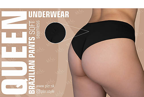 Spodná bielizeň - Brazilky QUEEN SOFT BLACK - 15632002_