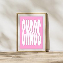 Grafika - Chaos retro farebný minimalistický print (plagát) (PDF Chaos Pink & White) - 15633792_