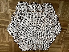 Úžitkový textil - Béžový filetový obrus v tvare 6-uholníka, priemer 46 cm - 15635544_