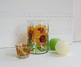 Dekorácie - Sklenená váza plná slnečníc - 15636264_