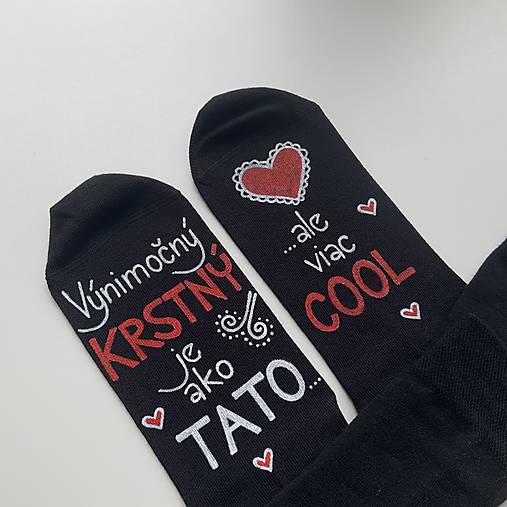 Maľované ponožky pre KRSTNÚ/KRSTNÉHO, ktorí sú výnimoční a COOL (Čierne pre krstného s menom)