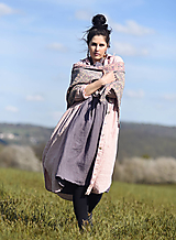 Šaty - lněné šaty Tmavě šedofialové - 15637231_