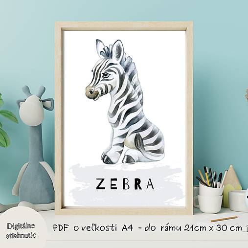 Dekorácie - PDF plagát A4 ZEBRA na stiahnutie - 15635602_