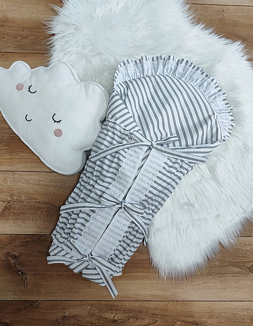 Detský textil - Pruhovaná klasická zavinovačka s madeirou - VP2 - 15635545_
