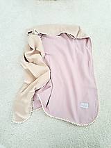 Detské doplnky - Jemnučká mušelinová deka béžová/pastel ružová 90x90cm aj ako osuška - 15640141_