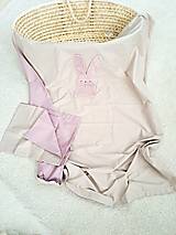Detský textil - Obliečky pastel ružový zajko do postieĺky 40x60cm/ 135x100cm - 15640157_