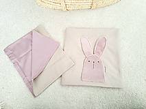Detský textil - Obliečky pastel ružový zajko do postieĺky 40x60cm/ 135x100cm - 15640158_