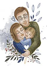 Grafika - Rodinná ilustrácia s vašou podobizňou- grafika pre vás,alebo ako svadobný dar - 15639415_