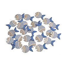 Polotovary - Drevený výrez modrá rybka 4 cm CNG149 - 15640150_