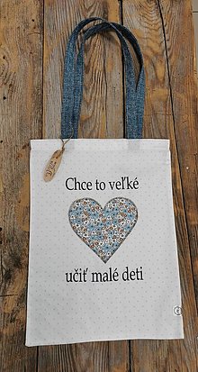Nákupné tašky - Darček pre pani učiteľku - taška - modré srdce - 15640833_